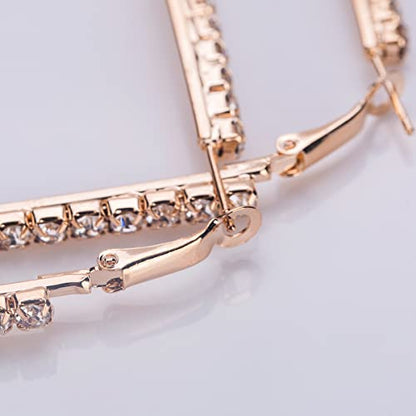 Wekicici Large Rhinestone Hypoallergenic Hoop Earrings Exaggerate Big Crystal DiamondHoop Earrings Earrings for Women Fashion Wedding Accessories(Gold) - color: gold