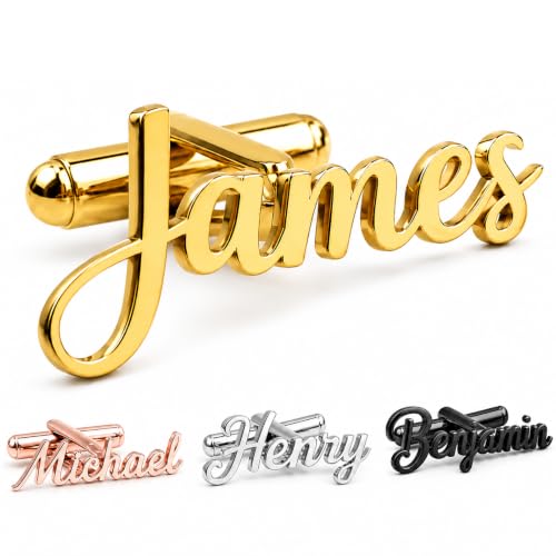 Custom Name Cufflinks for Men, Personalized Cuff Links with Raised Script Monogram, Wedding Cufflinks for Groom Groomsmen Best Man Father of Bride Husband Dad Anniversary Birthday Gifts - color: CC