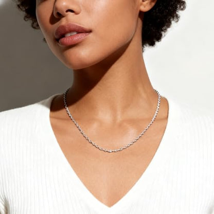 Womens Stainless Steel 18K Gold Plated Chain Necklace Jewelry Silver link Chain for Women Waterproof Never Tarnish 2/3/4mm 16 18 20 Inches - size: 20 inch, style: Twister Rope