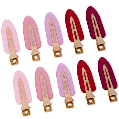 10 Pcs Creaseless No Crease No Bend Flat Hair Clips For Styling Non Slip Makeup Clips For Women Salon Hairstyle,Bright Pink Red - color: Bright Pink Red