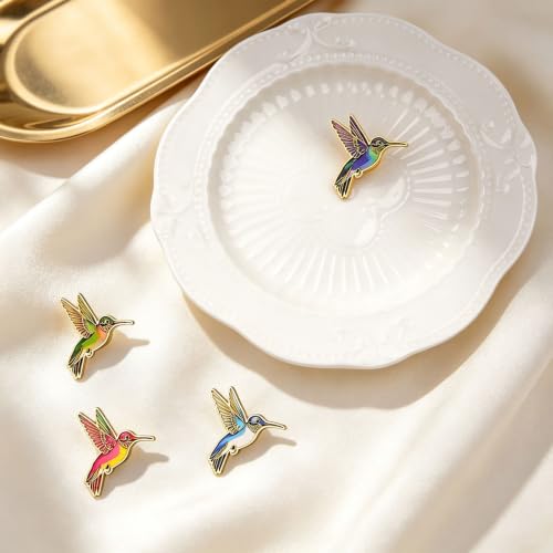 4/6/9/10/12/16/20PCS Cute Enamel Pins Bulk Set, Art Aesthetic Lapel Brooches, Humorous Quote Pins for Backpacks Jackets Hats Bags, Novelty Cool Badges for Women, Men, Teens, Kids - style: 4pcs Hummingbird