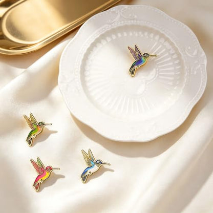 4/6/9/10/12/16/20PCS Cute Enamel Pins Bulk Set, Art Aesthetic Lapel Brooches, Humorous Quote Pins for Backpacks Jackets Hats Bags, Novelty Cool Badges for Women, Men, Teens, Kids - style: 4pcs Hummingbird