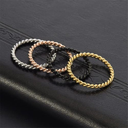 Women's Stainless Steel 1.1mm Rope Thin Wedding Ring Silver Rose Gold Plated Size 4 to 9 - color: 2mm, Rose Gold