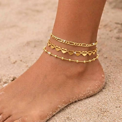 Warshion Ankle Bracelets for Women - 14K Gold Plated Waterproof Gold Anklet Delicate Chain Women's Anklets Summer Beach Pearl Jewelry Layering Gift Non Tarnish - style: ANKLETS-H