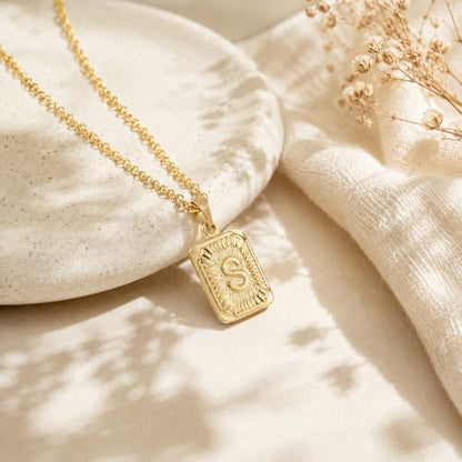 Glimmerst Initial Pendant Necklace 18K Gold Plated Stainless Steel Letter Necklace Personalizd Name Necklace for Women - style: Gold W