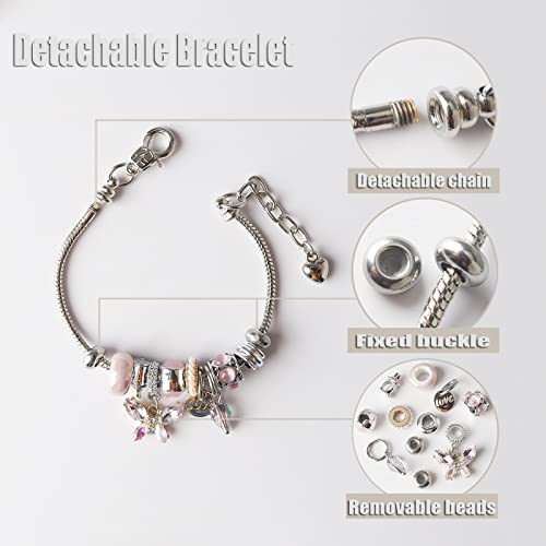 DS Charm Bracelets for Girls Adjustable Silver Stainless Steel Gift Box | Cute Cartoon Charms,Friendship Jewelry,Birthday Gifts,Teen Kid Fit, Tarnish Resistant,Stackable Trendy Daily Wear - style: Silver-butterfly3