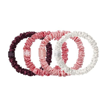slip Skinny Scrunchies in Candy Cane Ornament Packaging: Anti-Crease, Anti-Breakage Slipsilk™ Design Protects Delicate Hair | Includes 4 Pure Silk Scrunchies - color: Candy Cane