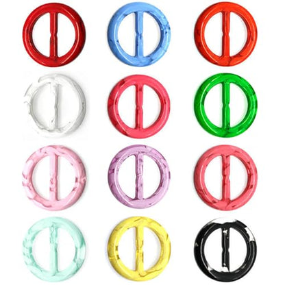 12PCS Silk Scarf Ring Clip T-shirt Tie Clips for Women Fashion Resin Ring Scarves Clasp Waist Buckle for Shirts Clothing Clothing Rings Wrap Holder with 1 Exquisite Box Rainbow Style(Inner 1.18in)