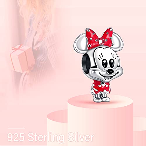 MITSOKU 925 Sterling Silver Charms for Bracelets Necklaces Animal prototype Pendant Safety Chain Dangle Pendants Beads Christmas Day Charms Jewelry Gift for Women - style: Cartoon Mouse&Safety Chain