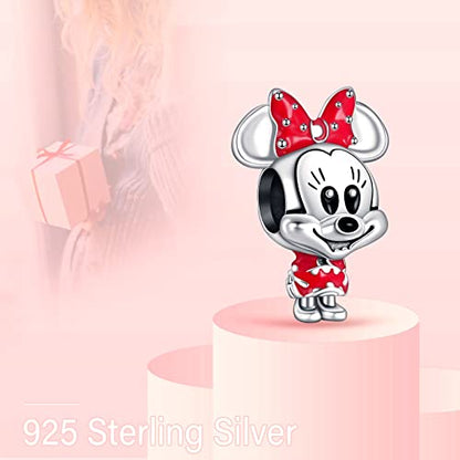 MITSOKU 925 Sterling Silver Charms for Bracelets Necklaces Animal prototype Pendant Safety Chain Dangle Pendants Beads Christmas Day Charms Jewelry Gift for Women - style: Cartoon Mouse&Safety Chain
