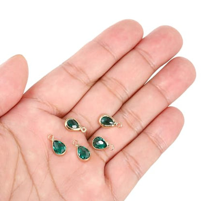 PATIKIL Birthstone Charm Beads Drop Pendant, Handmade Birthstone for Personalized Earrings Bracelet Necklace - color: Green, size: 0.47" x 0.24"