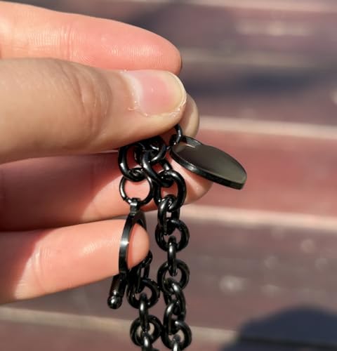 WangGao Elegent Love Stainless Steel Link Chain Blank Heart Charms Necklace for Women Toggle Clasp Closure - color: Black, size: 15.74inches