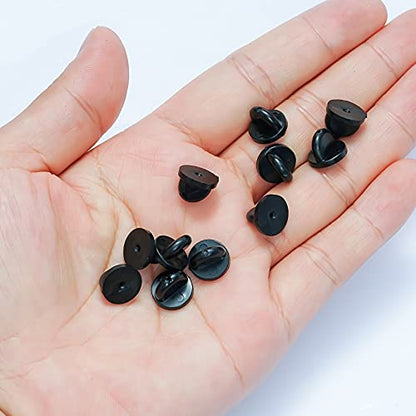 400pcs PVC Rubber Pin Backs Heliltd Butterfly Clutch Pins Backing Keepers Replacement for Uniform Badges Backing Holder Clasp Lapel Pin Enamel Pins - color: black1