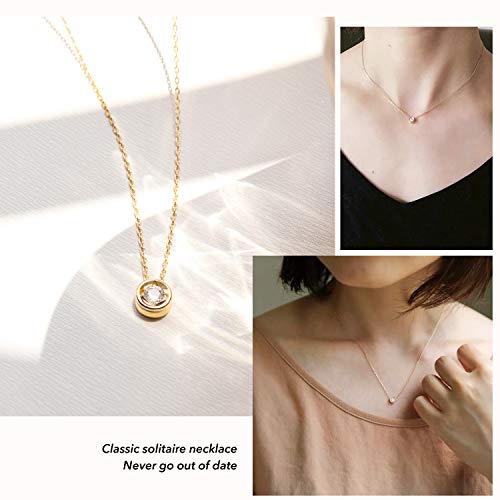 S.Leaf 18K Gold Plated Cubic Zirconia Choker Necklace for Women 925 Sterling Silver Layered Coin Moon Star Heart Circle Crystal Lariat Pendant Necklaces Gifts for Women Trendy - color: Bead_Gold