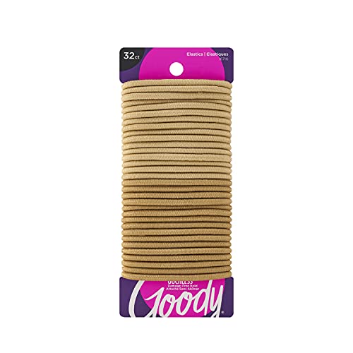 Goody Ouchless Elastic Hair Tie - 32 Count, Blonde - 4MM for Medium Hair - Slideproof Pain-Free Hair Accessories for Men, Women, Boys, and Girls - Perfect for Long Lasting Braids, Ponytails, and More - size: 32 Count (Pack of 1)