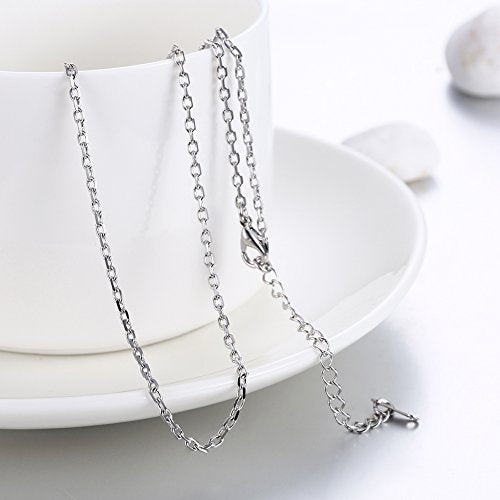 Cutesmile Fashion Jewelry 18k Gold/Rose Gold/White Gold 1.5mm Rolo Adjustable Chain Crafted Necklace (White Gold) - color: White Gold
