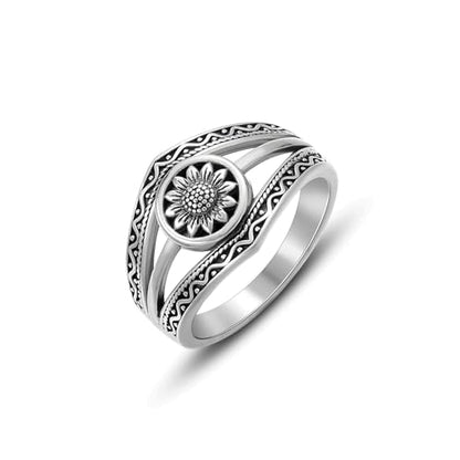 Boho Turquoise Ring for Women Sterling Silver Western Style Statement Ring Bohemian Jewelry Gifts - style: Sunflower