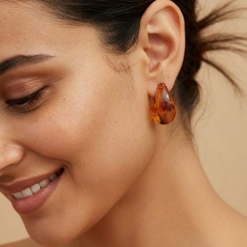 Chunky Gold Hoop Earrings for Women 9 Pairs, Fashion Resin Jewelry Gifts | Thick, Open, Twisted, Huggie, lightweight, 14K Gold-plated, Hypoallergenic, Great for Party/Gathering/Wedding/Work/Daily - color: Golden Earth