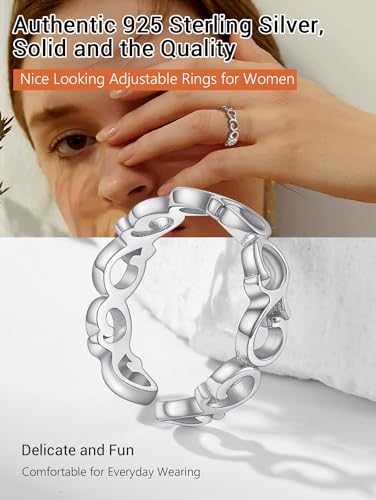 PROSILVER 925 Sterling Silver Adjustable Open Ring for Women, Solid Sterling Silver Stackable Ring, knuckle Finger Ring, Pinky Ring, Come with Box - style: 10 Celtic Knot
