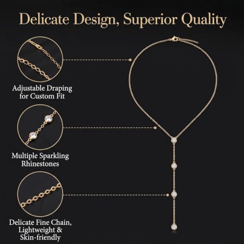 Back Necklace for Backless Dress Rhinestone Body Chain Jewelry for Women Backdrop Necklace Bridal Dress Crystal Wedding Jewelry Gift - color: A1:gold back necklace