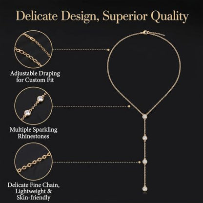 Back Necklace for Backless Dress Rhinestone Body Chain Jewelry for Women Backdrop Necklace Bridal Dress Crystal Wedding Jewelry Gift - color: A1:gold back necklace