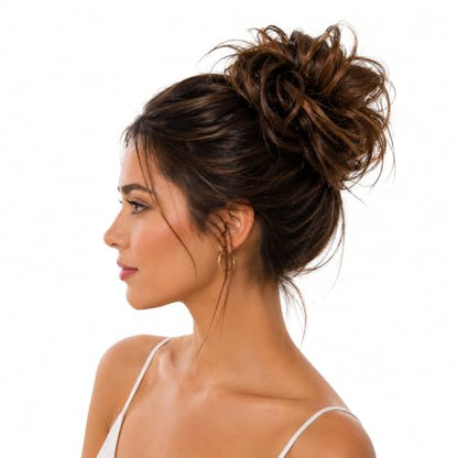 CAISHA Small Scrunchy Updo Hairpiece Ponytail Extensions Hair Tie Brown Mix G15C - color: brown mix #4T30 G15C