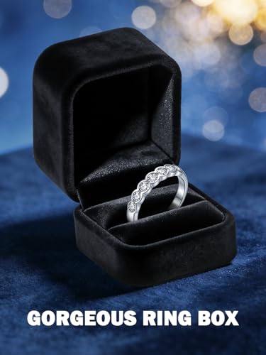 2.1CT Moissanite Wedding Anniversary Rings, Half Eternity Ring Band | For Wife Sentimental Thank You Gifts, Bezel Set D Color VVS1, 925 Sterling Silver, White Gold Plated