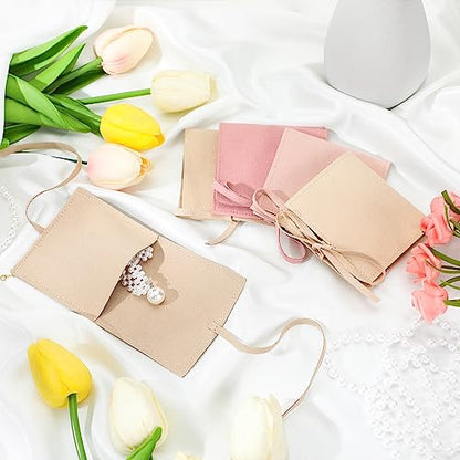 120 Pcs Microfiber Jewelry Pouch 8 x 8cm Jewelry Packaging Bag Gift Bow Tie Bracelet with Cleaning Cloth(Multicolor) - color: Multicolor