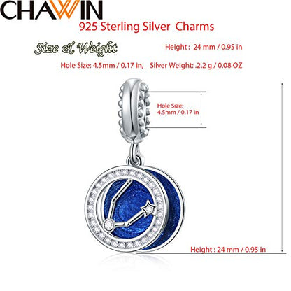 Zodiac Sign Charms for Charm Bracelets - 925 Sterling Silver Necklace Pendants, 12 Constellation/Horoscope Star Dangle - Dangling Birthstone Beads, Birthday Gifts for Women/Men. - color: Pisces (2.19～3.20)