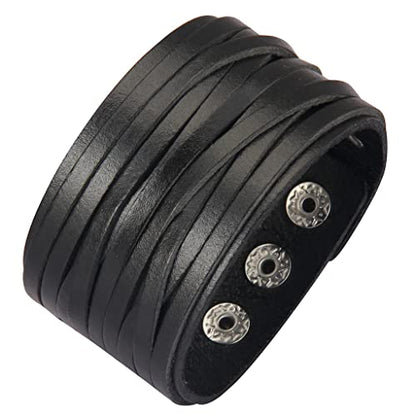 GelConnie Leather Cuff Bracelet Punk Braided Bracelets Rock Leather Wristbands Faux Mens Leather Bracelet Gothic Viking Bangle Adjustable Wrap Bracelet for Women,Men - color: Style LPB2221-1