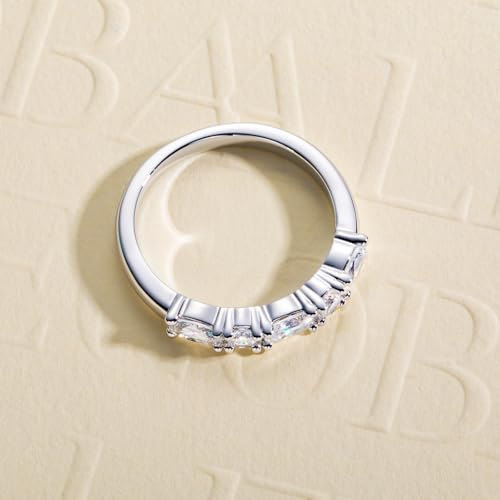 Cubic Zirconia Half Eternity Wedding Band Rings Round/Oval/Cushion Cut 5/6 Stones 5A Grade D Color CZ Stacking Band Engagement Promise Rings for Women - style: Raound & Oval