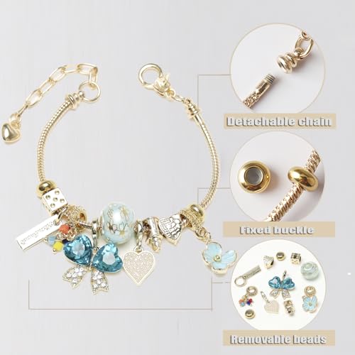 DS Charm Bracelets for teen girls exquisite cute cartoon friendship bracelet Gold Stainless Steel Bangle birthday Gift box Adjustable little girls kids jewelry holiday gifts - style: GOLD-11