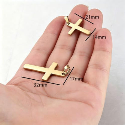 Stainless Steel No Tarnish Cross Pendant Charm Christian Jewelry for Women Men Jewelry Making Necklace Bracelet Silver - style: Big size:17mm*32mm-gold