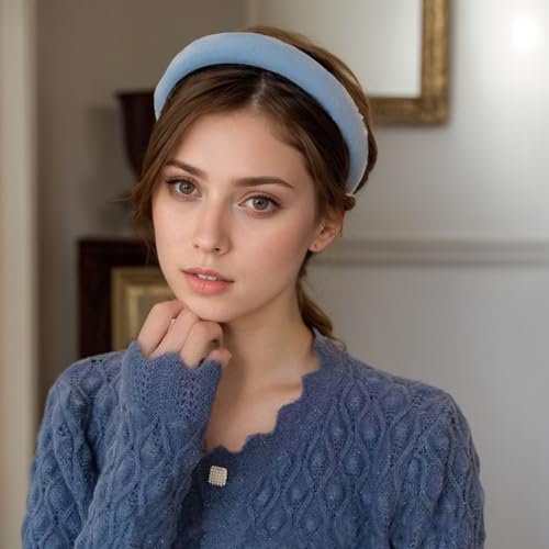 5PCS Padded Headband,Padded Headbands for Women, Wide Plain Puffy Headband, Fashion Elastic Thick Headbands, Portable Thick Hair Accessories for Barrette Styling Tools