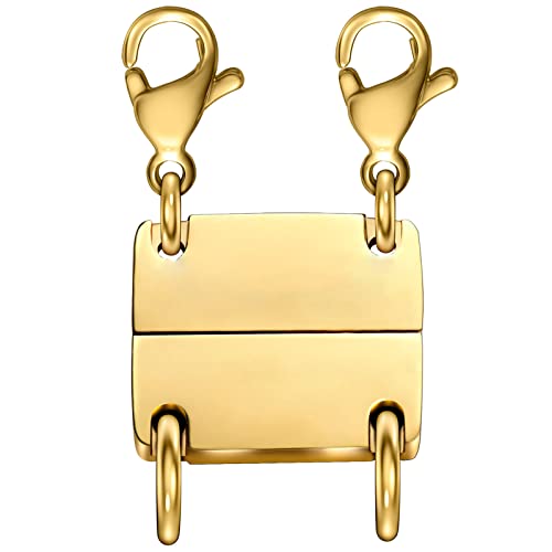 Dailyacc Layering Magnetic Necklace Clasp,18 K Gold and Silver Separator for Stackable Necklaces - color: 1PCS - 2 Gold