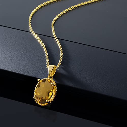 Gem Stone King 11X9MM Oval Gemstone Birthstone Pendant Necklace | 925 Sterling Silver | Solitaire Necklace For Women | With 18 Inch Chain | Fine Jewelry Gifts for Mom Women Wife Her - color: Whiskey Quartz