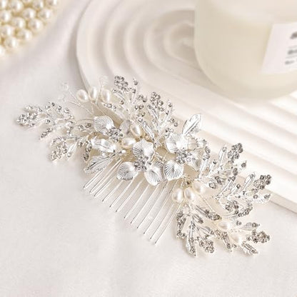Wedding Hair Pieces, Rhinestone Bridal Hair Accessories | Handmade Gold Hair Comb for Bridesmaids Banquets Balls Formal Events - color: Silver