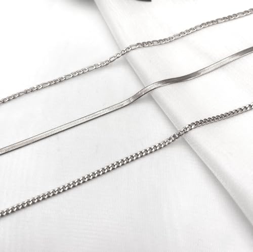Silver Ankle Bracelets for Women Waterproof Stainless Steel Anklet Adjustable Layered Cuban Silver Anklets Set Summer Beach Foot Jewelry Gift - color: Style A Silver