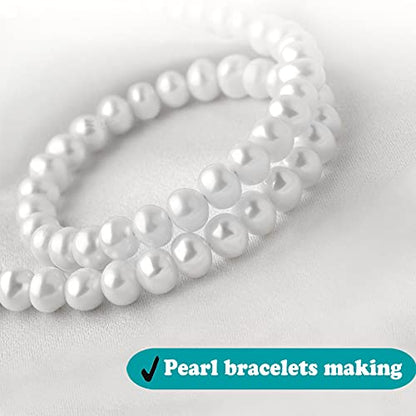 1200pcs Pearl Beads for Jewelry Making, 6mm Round Loose Pearls Beads with Hole, Bracelet Pearls for Crafts, White Pearls for Jewelry Making - size: 6mm