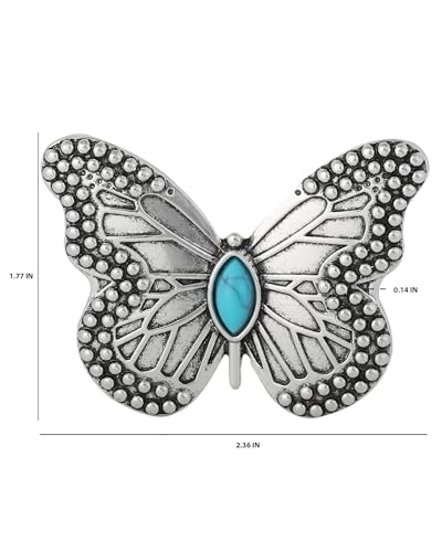 Jessica Simpson Silver or Gold-Tone Brooch for Women | Western Pins with Dangle Charms, Turquoise, or Rhinestones - color: Silver Turquoise Butterfly