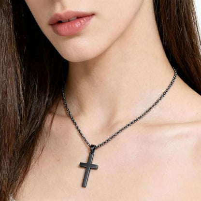 Stainless Steel No Tarnish Cross Pendant Charm Christian Jewelry for Women Men Jewelry Making Necklace Bracelet Silver - style: Big size:17mm*32mm-black