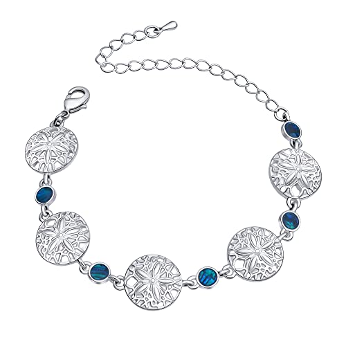 Beach Anklet Bracelet for Women Silver Plated Adjustable Abalone Shell Sea Turtle Dolphin Starfish Sand Dollar Ocean Ankle Bracelet for Women Summer Beach Jewelry - color: Sand Dollar