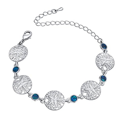 Beach Anklet Bracelet for Women Silver Plated Adjustable Abalone Shell Sea Turtle Dolphin Starfish Sand Dollar Ocean Ankle Bracelet for Women Summer Beach Jewelry - color: Sand Dollar