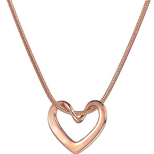Jude Jewelers Stainless Steel Open Heart Charm Wedding Statement Birthday Holiday Pendant Necklace - color: Rose Gold