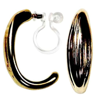 Hoop Invisible Clip On Earrings for Women Not Pierced Gold Small Twisted Hoop Comfortable Silver Large Clip On Earrings - color: Thick Hoop Gold