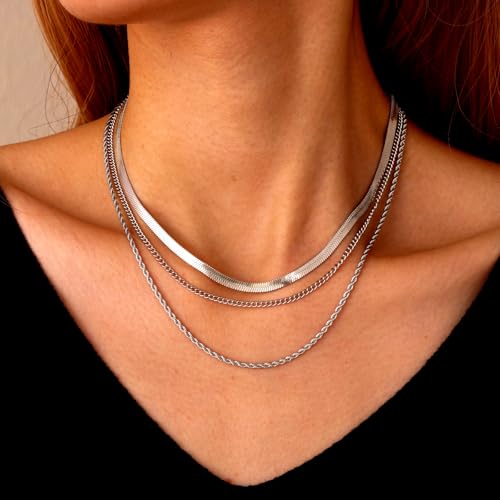 18K Gold Plated Necklace Bracelet Set Womens Stackable Adjustable Stainless Steel Minimalist Modern Everyday Jewelry Gift Gold and Silver - style: 9 Pcs Silver Jewelry Set