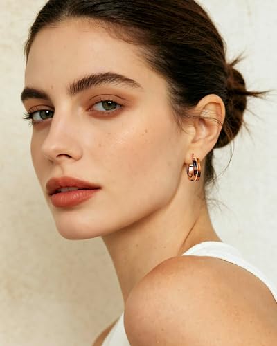 Chunky Hoop Earrings for Women Statement Tortoise Resin Leopard Huggie Hoop Earrings Gold Tone Trendy Vintage Jewelry Gift