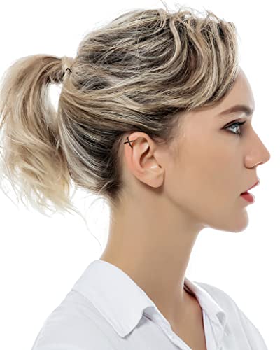 4-10 Pairs Stainless Steel Ear Cuff Helix Cartilage Clip On Wrap Earrings Fake Nose Ring Non-Piercing Adjustable - color: F1:10 Pairs, Silver&Black Tone