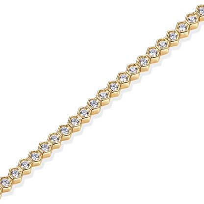 PAVOI 14K Gold Plated 2mm Cubic Zirconia Honeycomb Tennis Bracelet | Gold Bracelet for Women - color: Yellow Gold, size: 6.5 Inches
