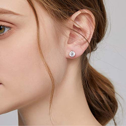 Jiamiaoi Stud Earrings Screw Back Sterling Silver Cubic Zirconia Stud Earrings Set 4 Millimeters-8 Millimeters Nickle Free Hypoallergenic Earring Studs - color: H-Lantern Backs Round, size: 7mm